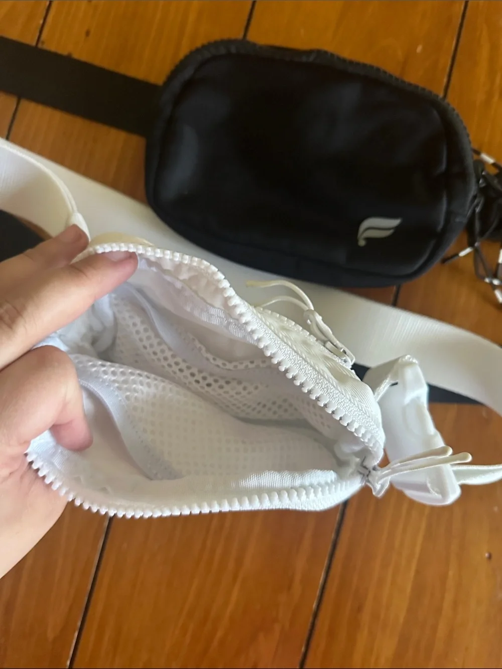Fabletics Black and White Crossbody Waist Bags — Dual Pack